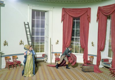 Dolley Madison removes paintings from the White House, 1814 by American School